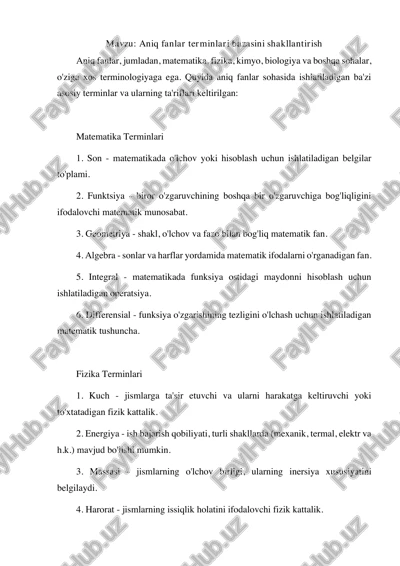 aniq fanlar terminlari bazasini shakllantirish — PDF