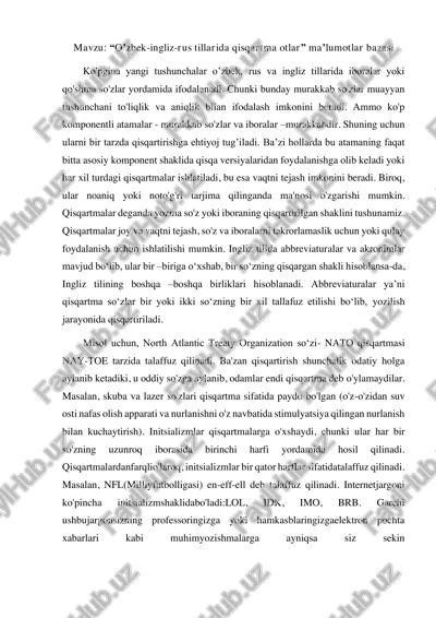 o’zbek-ingliz-rus tillarida qisqartma otlar ma’lumotlar bazasi — PDF