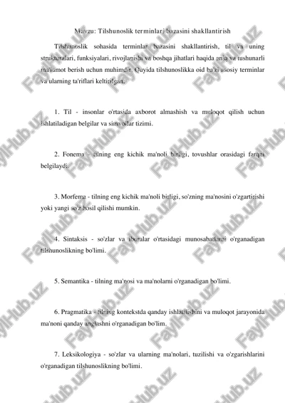 tilshunoslik terminlari bazasini shakllantirish — PDF