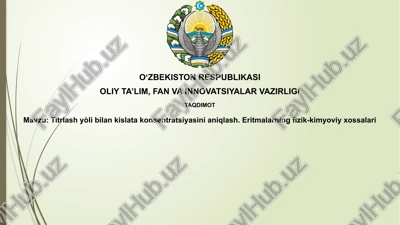 titrlash yòli bilan kislata konsentratsiyasini aniqlash — PPTX