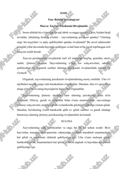 xayvon psixikasini rivojlanishi — DOCX