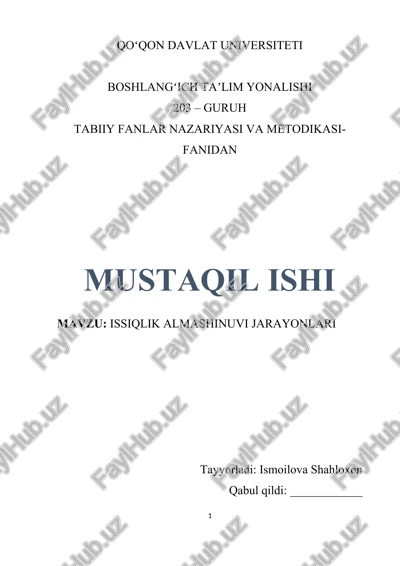 issiqlik almashinuvi jarayonlari — DOCX
