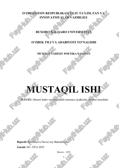 muzori bahri vaznlari tahlili — DOCX