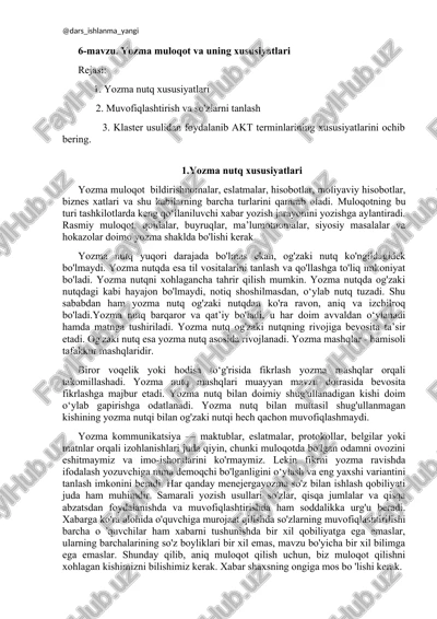 yozma nutq xususiyatlari — DOCX