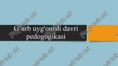 g’arb uyg'onish davri pedogogikasi — PPTX