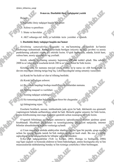 dastlabki ilmiy tadqiqotni yozish — DOCX