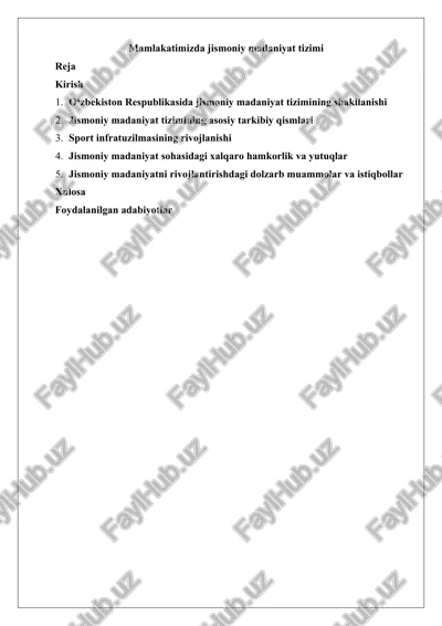 mamlakatimizda jismoniy madaniyat tizimi — DOCX