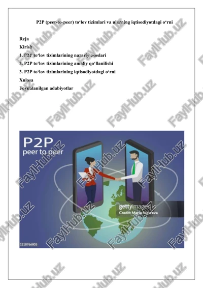 p2p to‘lov tizimlarining nazariy asoslari — DOCX