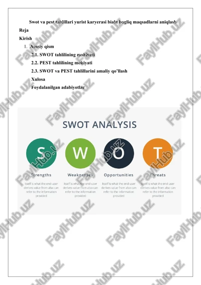 swot va pest tahlillari yurist karyerasi — DOCX