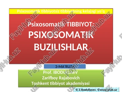 psixosomatiktibbiyot:psixosomatik buzilishlar — PPT