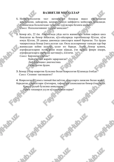 neyropsixologik test — DOCX