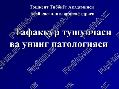 tafakkur tushunchasi va uning patologiyasi — PPT