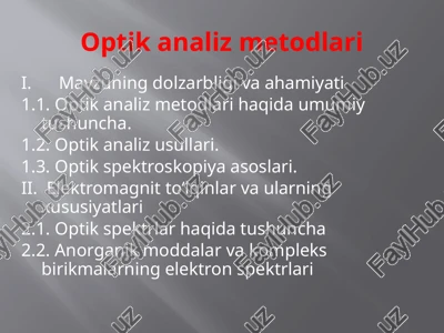 optik analiz metodlari — PPTX