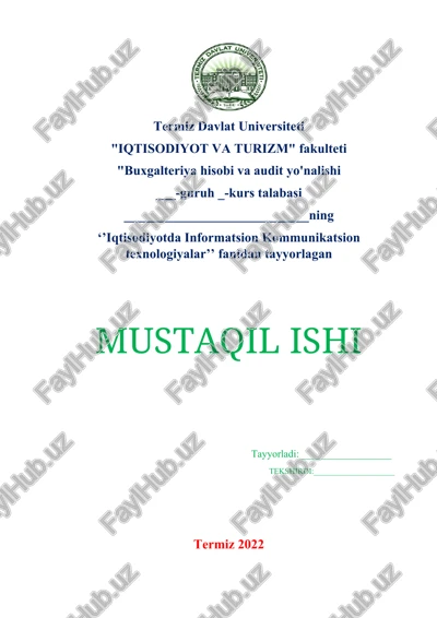 internet to’lov tizimlari va ularning ishlash texnologiyalari — DOCX