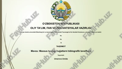 maxsus turdagi hujjatlarni biblografik tavsiflash — PPTX
