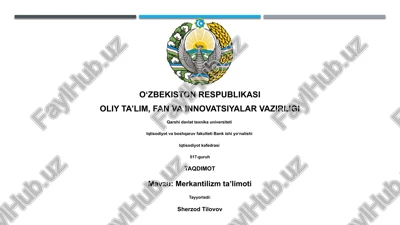 merkantilizm taʼlimoti — PPTX