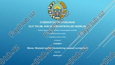 mustaqil auditor hisobotining maqsadi va mazmuni — PPTX