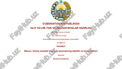 ochiq manbali dasturiy taminotning afzallik va kamchiliklari — PPTX