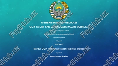 o'yin- bolaning yetakchi faoliyati sifatida — PPTX
