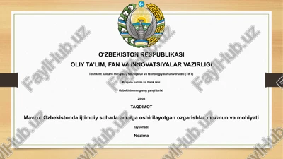o'zbekistonda ijtimoiy sohada amalga oshirilayotgan ozgarishlar mazmun va mohiyati — PPTX