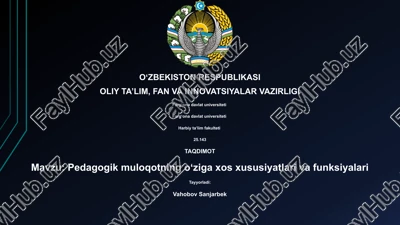 pedagogik muloqotning o'ziga xos xususiyatlari va funksiyalari — PPTX