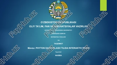 phyton dasturlash tilida interaktiv rejim — PPTX