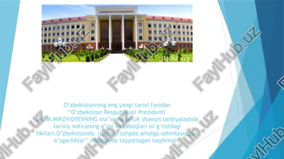 o’zbekiston respublikasi prezidenti sh. m.mirziyoyevning ma’naviy yetuk shaxsni tarbiyalashda tarixiy xotiraning o’rni va saboqlari to’g’risidagi fikrlari. o’zbekistonda ijtimoiy sohada amalga oshirilayotgan o’zgarishlar — PPTX