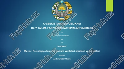 psixologiya fanining dolzarb vazifalari predmeti va metodlari — PPTX