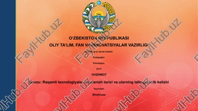raqamli texnologiyalar rivojlanish tarixi va ularning talimga kirib kelishi — PPTX