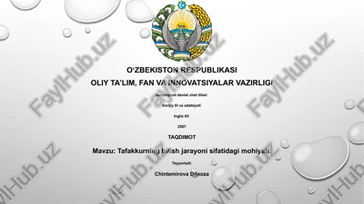 tafakkurning bilish jarayoni sifatidagi mohiyati — PPTX