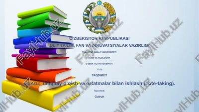 tanqidiy o‘qish va eslatmalar bilan ishlash (note-taking) — PPTX