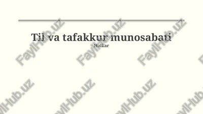 til va tafakkur munosabati — PPTX