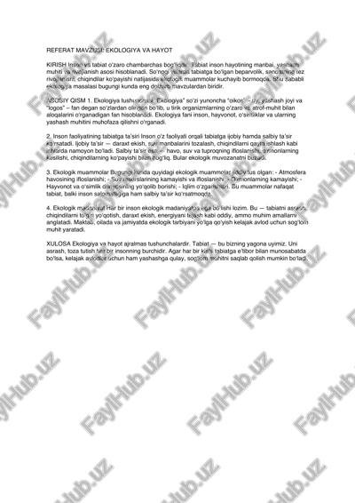 ekologiya va hayot — PDF