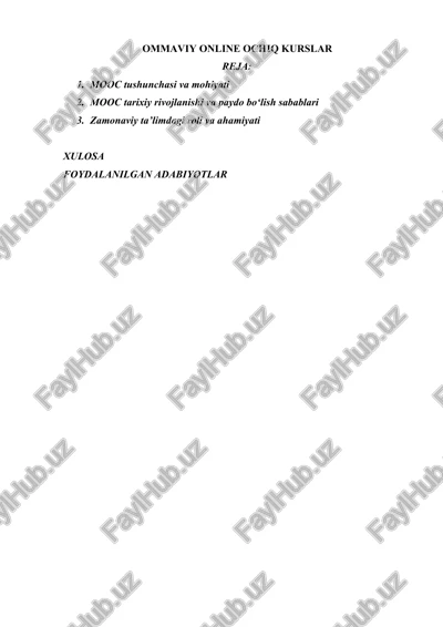 ommaviy online ochiq kurslar — DOCX