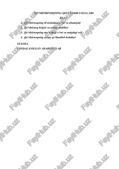 qoʻshtirnoqning qoʻlanish usullari — DOCX