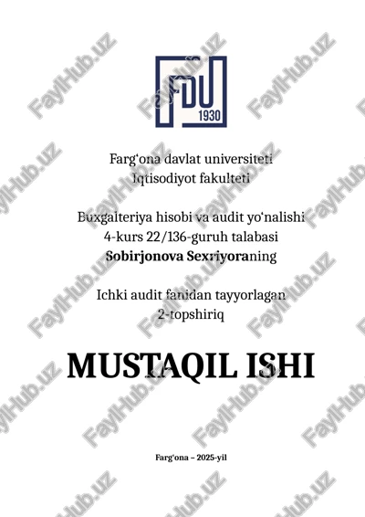 ichki auditni rejalashtirish — DOCX