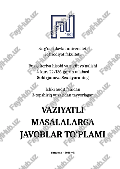 vaziyatli masalalarga javoblar to‘plami — DOCX
