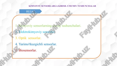 kimyoviy sensorlarga kirish. umumiy tushunchalar — PPTX