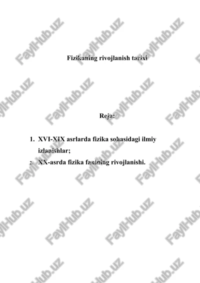 fizikaning rivojlanish tarixi — DOC