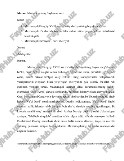 maxtumqulining saylanma asari — DOCX