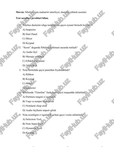 sibelius nota muharriri interfeysi, dasturda ishlash asoslari — DOCX