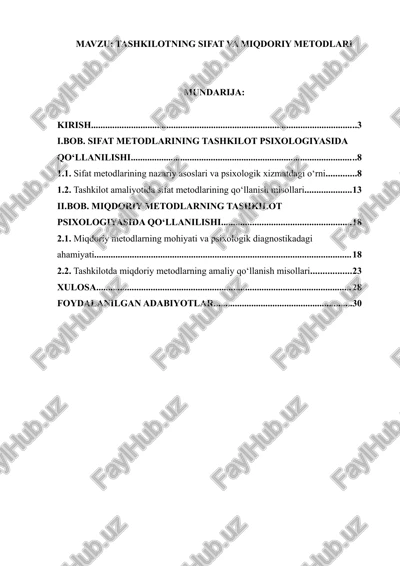 tashkilotning sifat va miqdoriy metodlari — DOCX