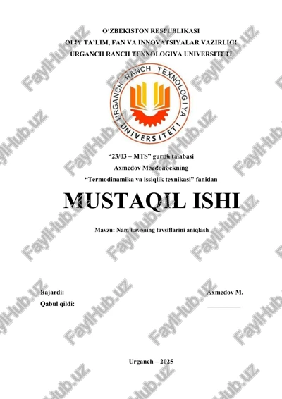 nam havoning tavsiflarini aniqlash — DOCX