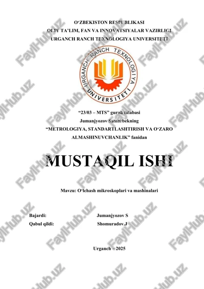 o‘lchash mikroskoplari va mashinalari — DOC