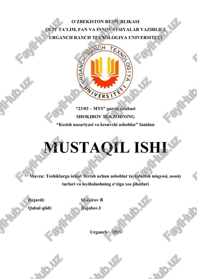 kesish nazariyasi va kesuvchi asboblar — DOC