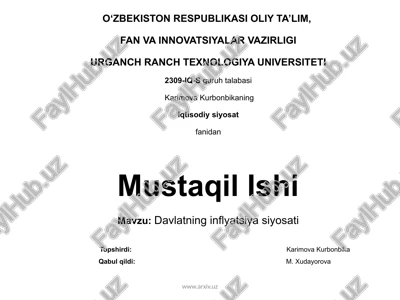 davlatning inflyatsiya siyosati — PPTX