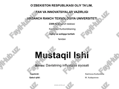 davlatning inflyatsiya siyosati — PPTX