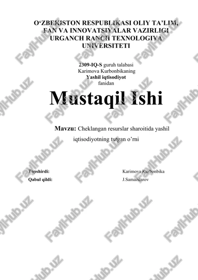 yashil iqtisodiyot — DOC