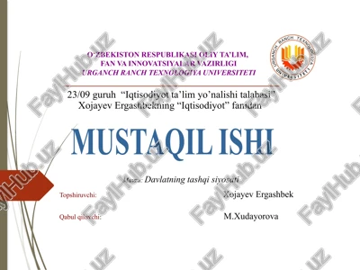 davlatning tashqi siyosati — PPTX