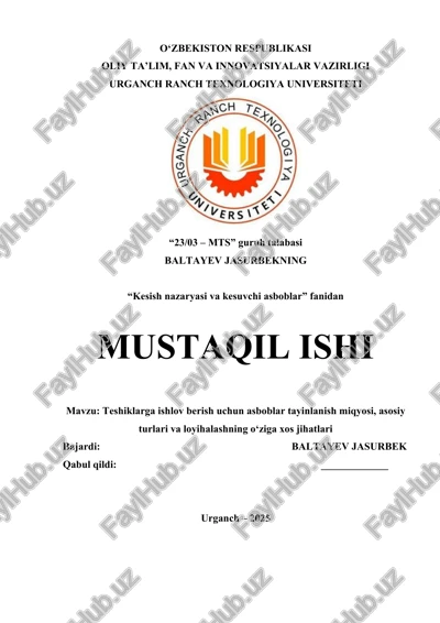 teshiklarga ishlov berish uchun asboblar tayinlanish miqyosi, asosiy turlari va loyihalashning o‘ziga xos jihatlari — DOC